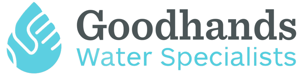Goodhands Water Specialists logo, featuring a stylized water droplet/hand graphic.