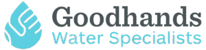 Goodhands Water Specialists logo, featuring a stylized water droplet/hand graphic.