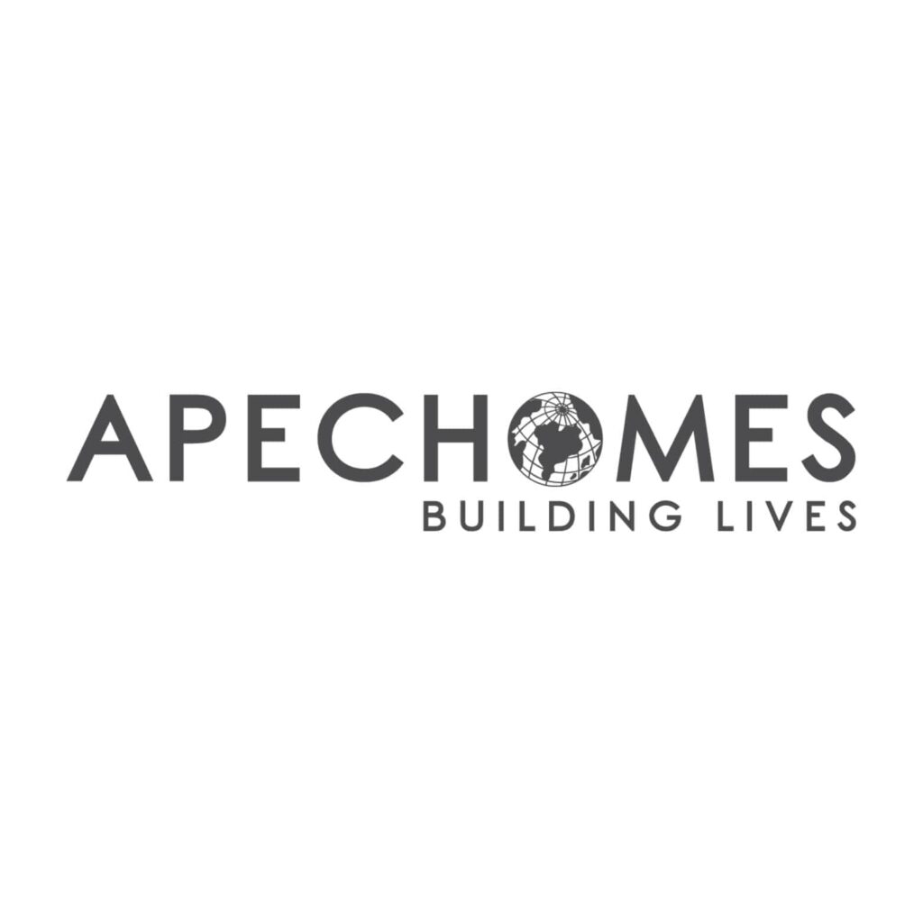 APEC Homes logo with a globe icon, tagline "Building Lives".