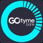 GoTyme Bank logo, a turquoise partial circle with the name "GoTyme bank" inside.