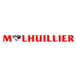 M Lhuillier logo in red with a diamond symbol on a blue-gray background.